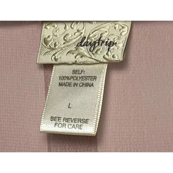 Daytrip Buckle Top Bell Sleeve Crochet Sheer Blouse Peach Large Romantic Peasant - Picture 5 of 5